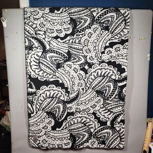 Brooks Brothers Paisley Throw Blanket Black White Reversible Floral 53x36